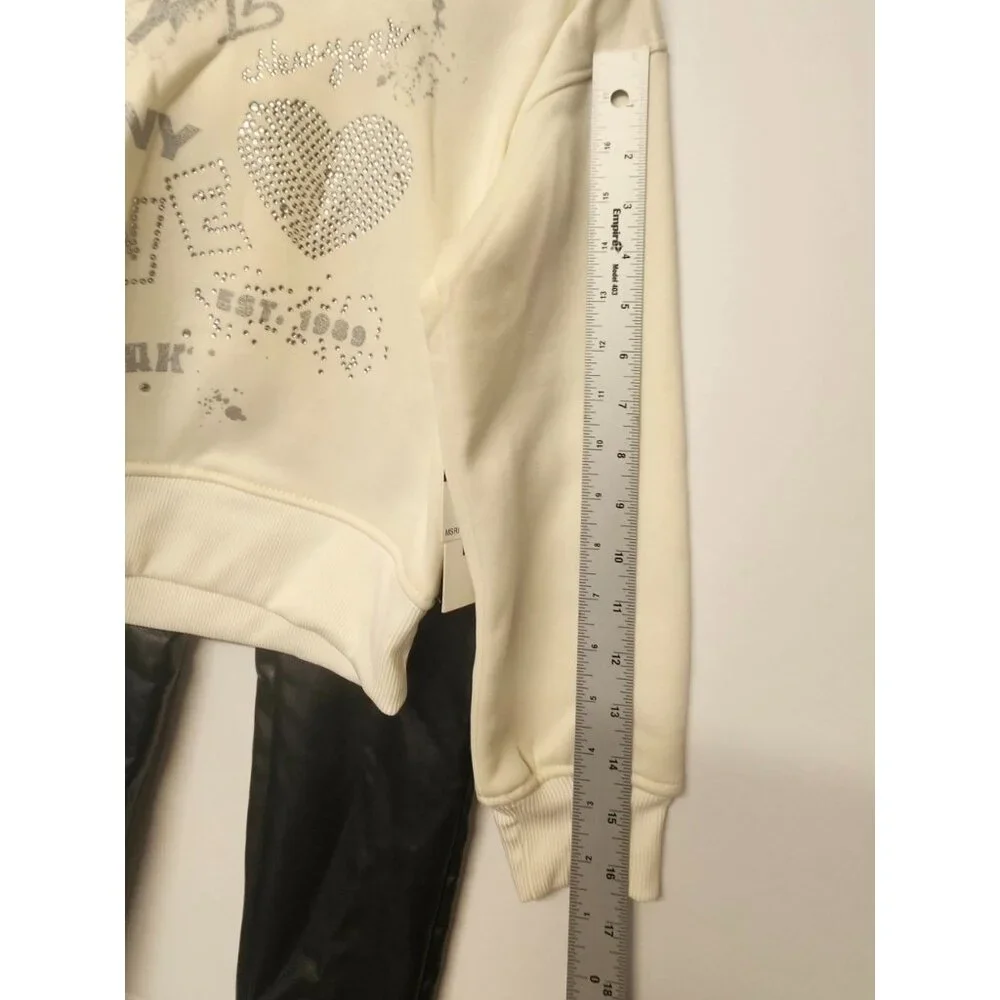 DKNY Girls Size 6 2 Pc‎ Outfit, Sparkling Stone Like Hoodie, Leather Like Pants